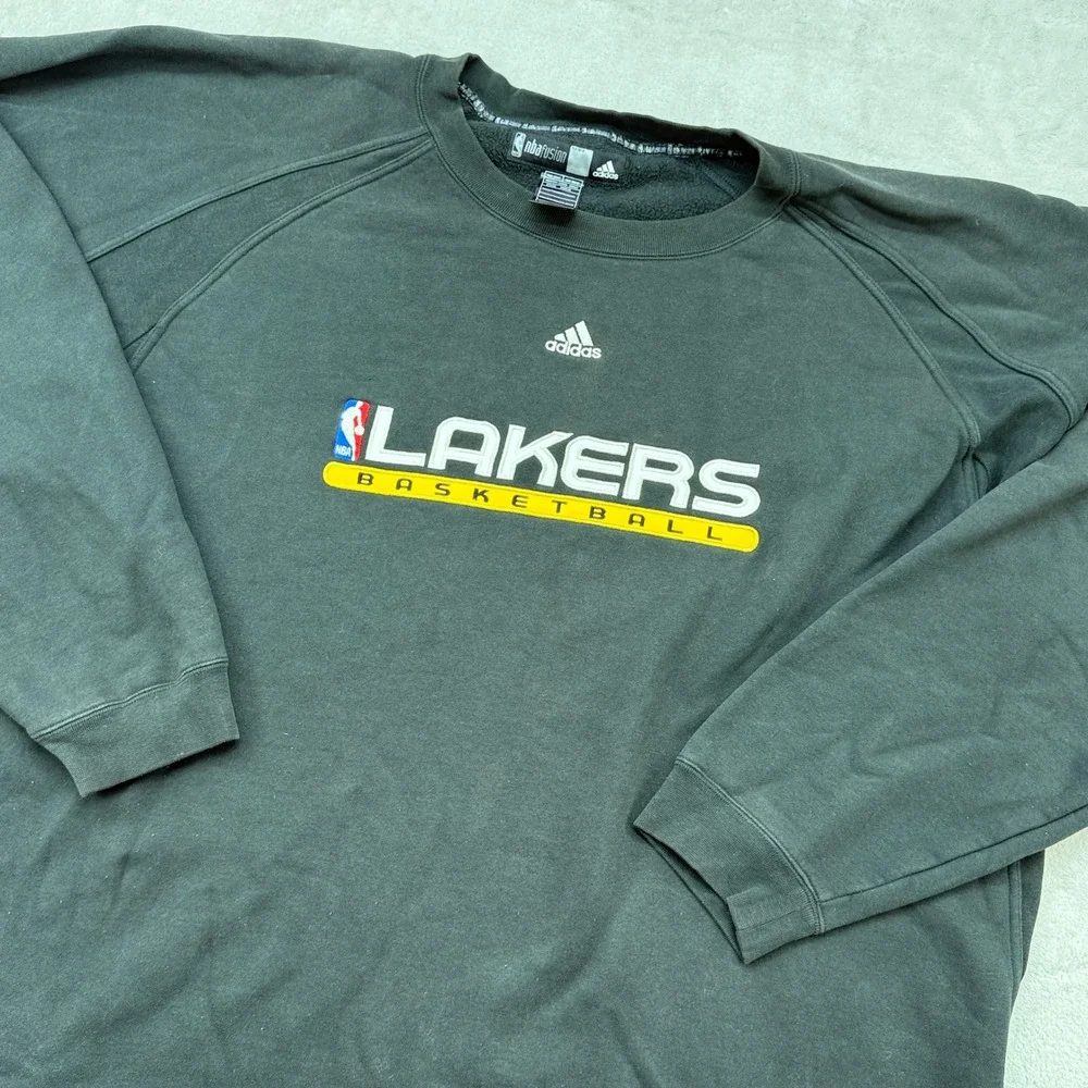 Adidas Sweatshirt Mens 4XL Tall Black Lakers Basketball NBA Fusion Raglan Fleece
